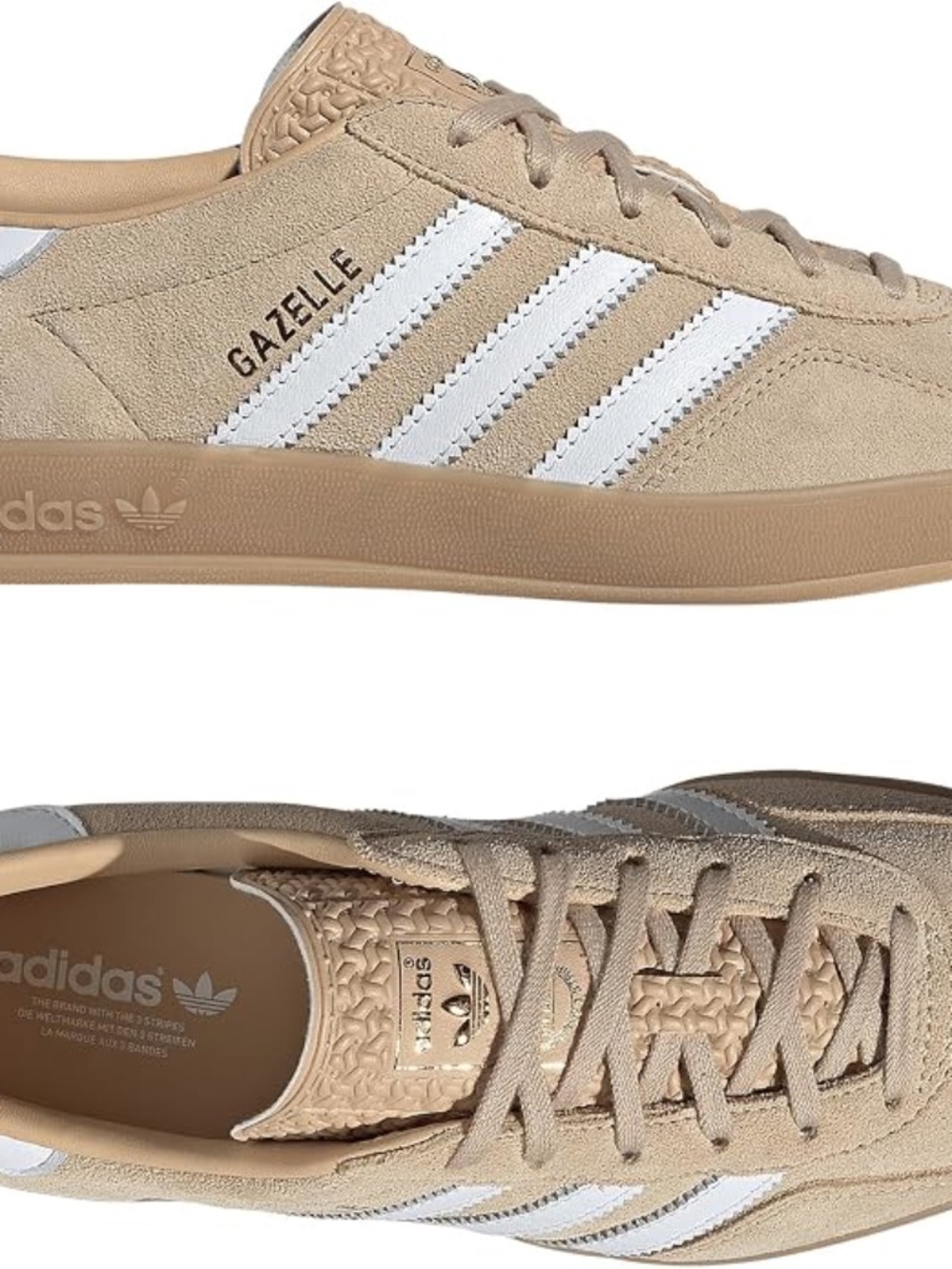 Adidas Gazelle Indoor Women's Sneaker's, Magic Beige/Cloud White/Gum Size 6